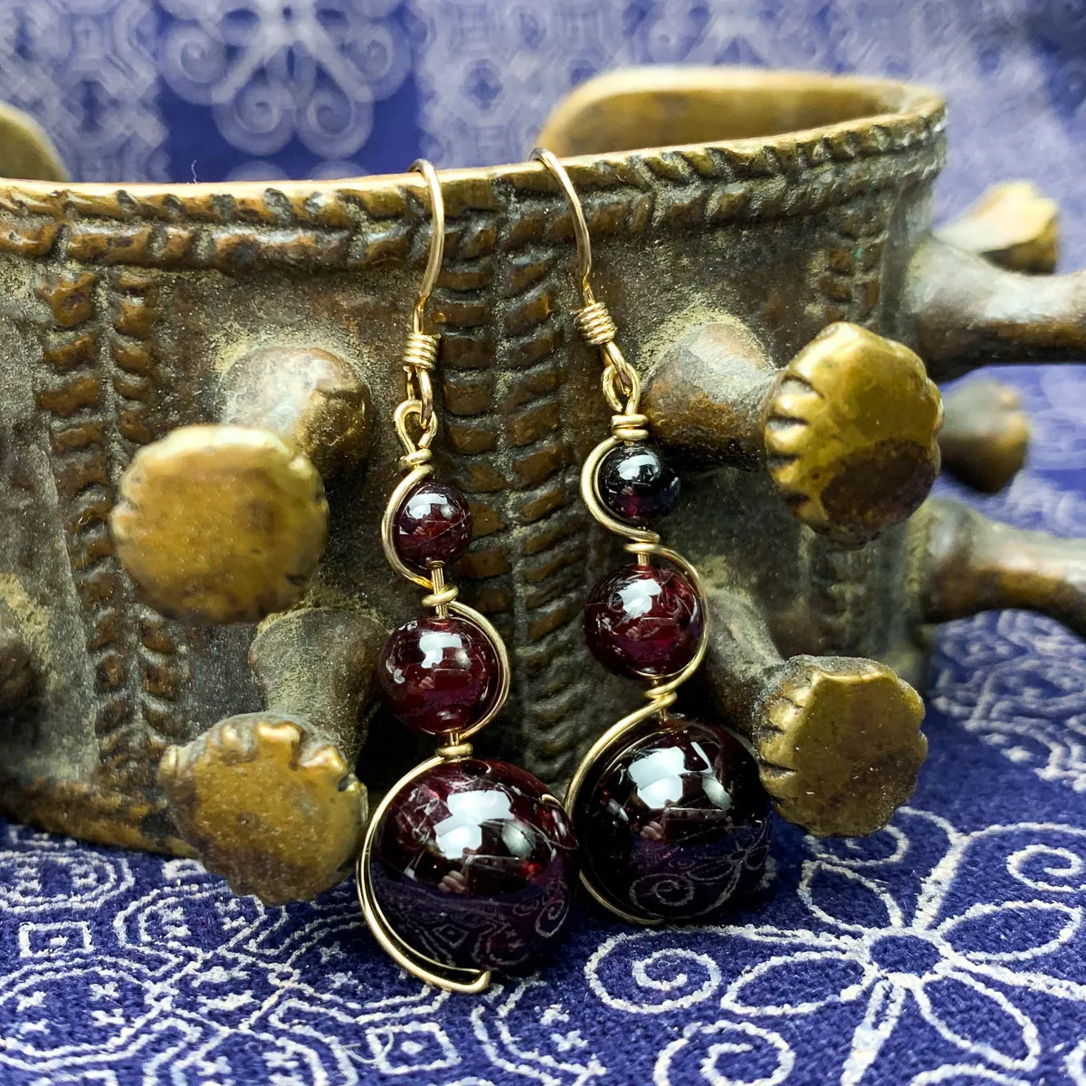 Garnet Earrings With Gold-Filled French Earwires