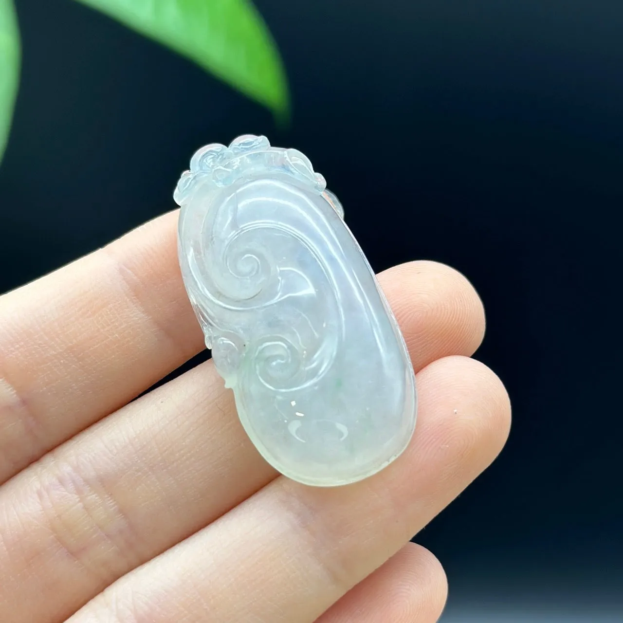 Genuine Burmese Ice Jadeite RuYi Pendant