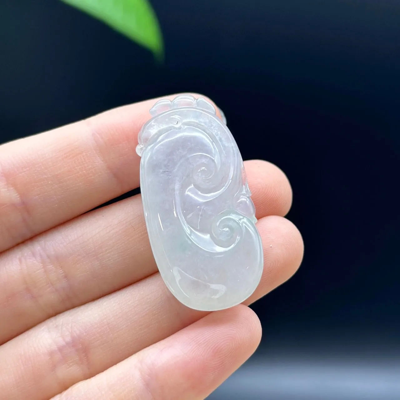 Genuine Burmese Ice Jadeite RuYi Pendant