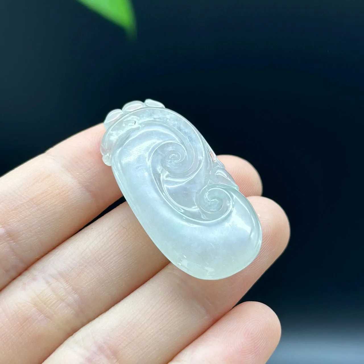 Genuine Burmese Ice Jadeite RuYi Pendant