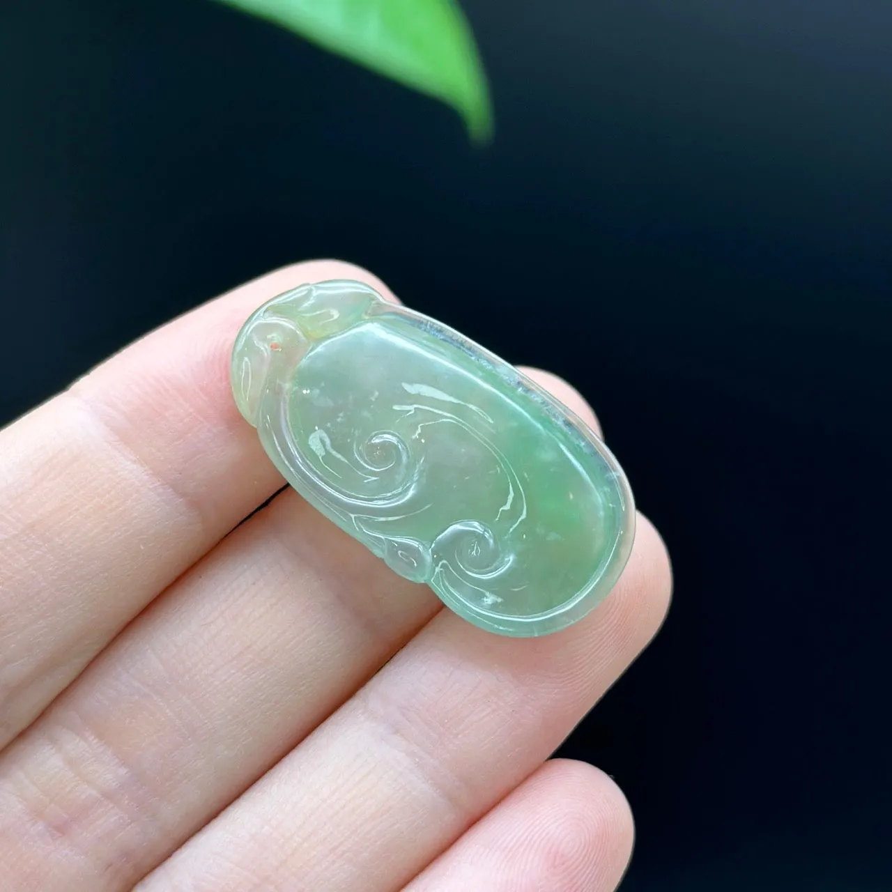 Genuine Ice Green Jadeite Jade Ru Yi Pendant Necklace