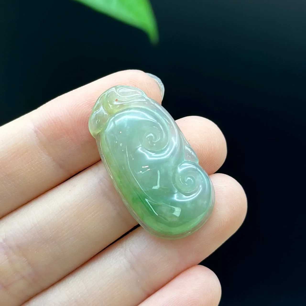 Genuine Ice Green Jadeite Jade Ru Yi Pendant Necklace