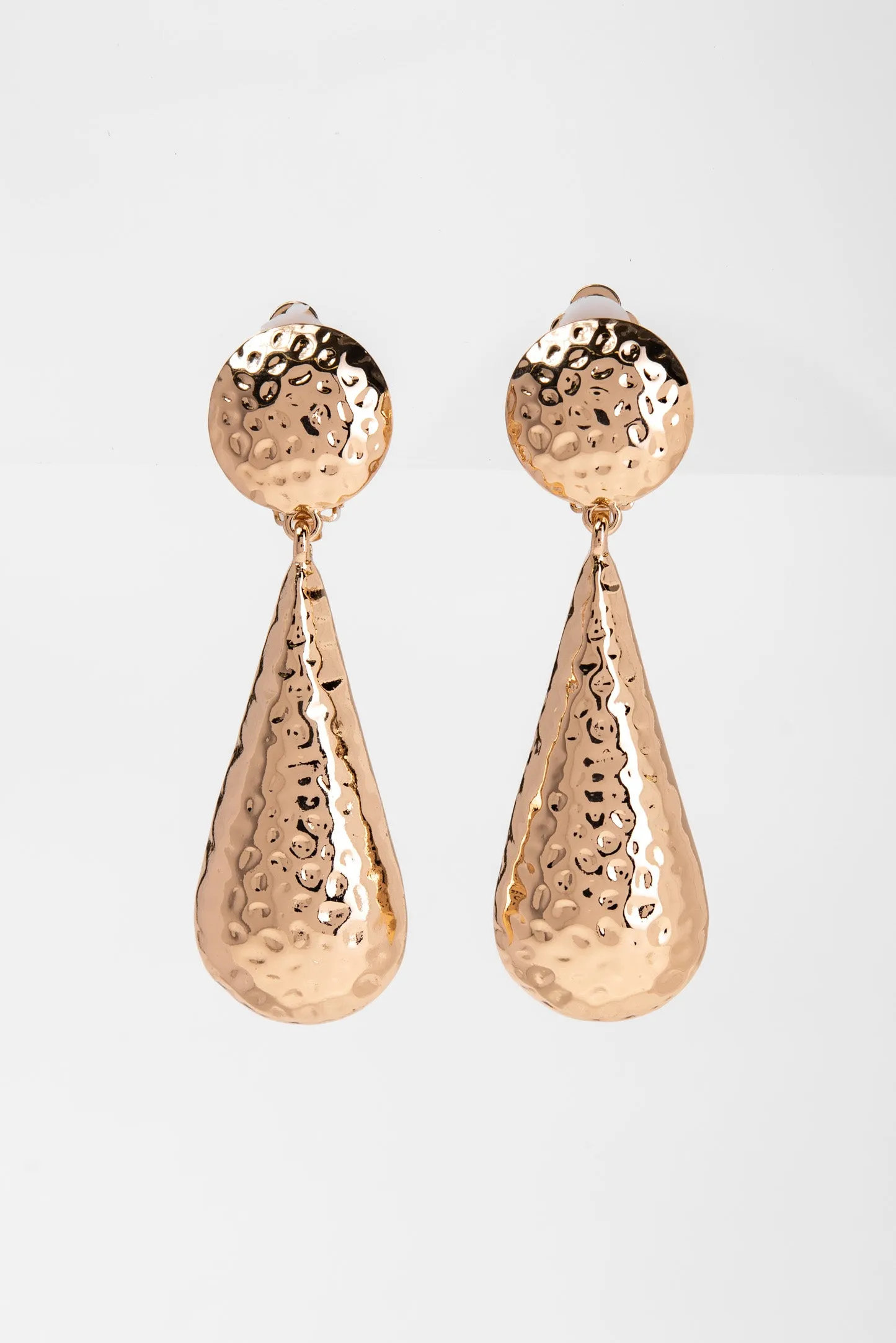 Giovanna Etched Drop Metal Clip-On Earrings