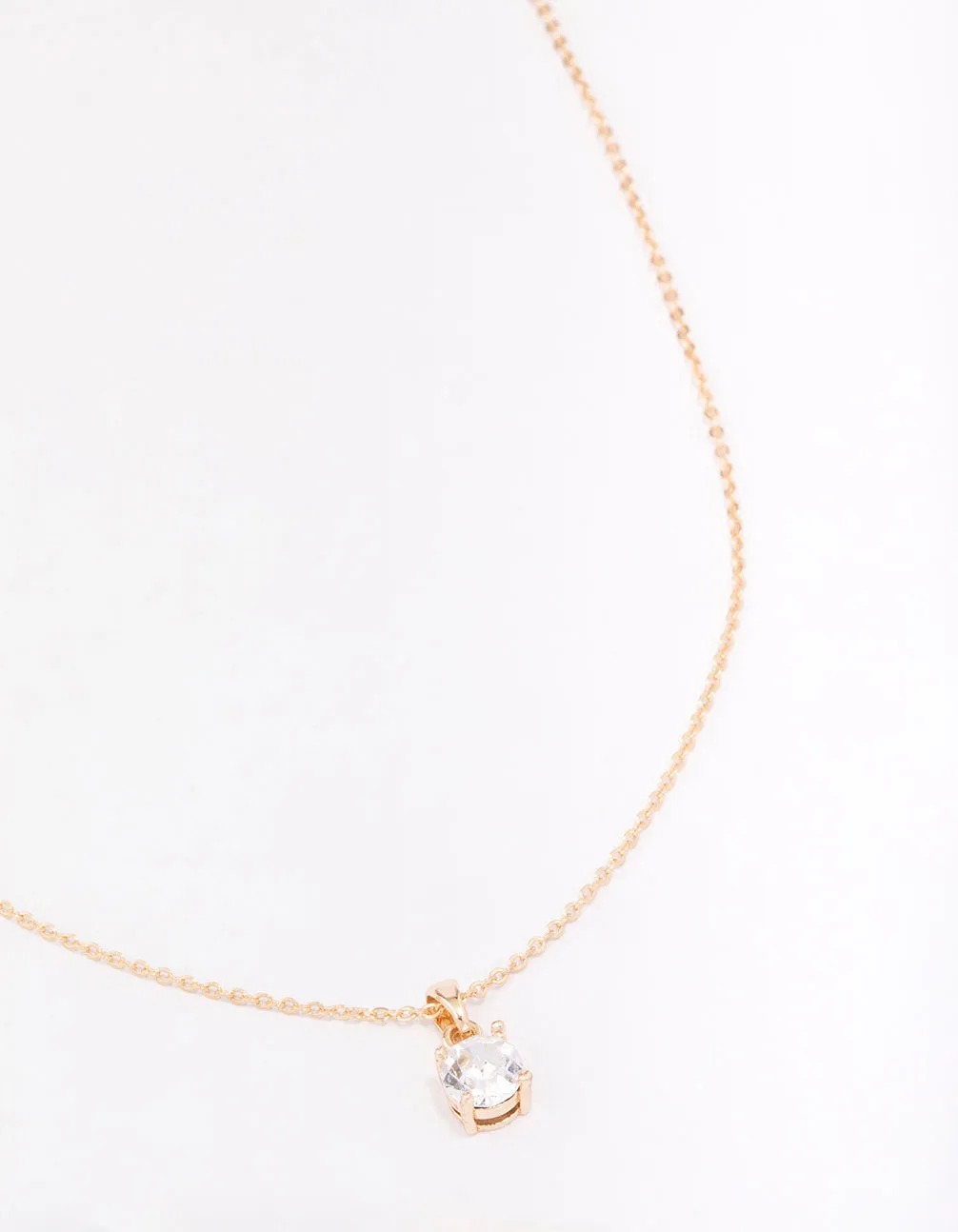 Gold Encased Crystal Solitaire Pendant Necklace