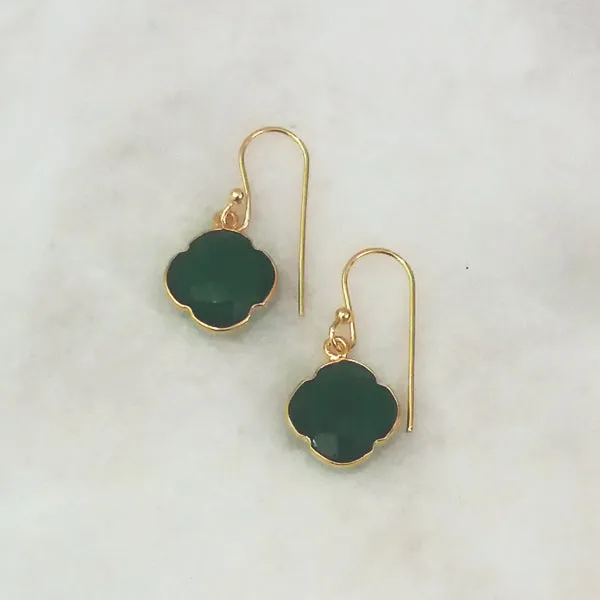 Green Agate Single Drop Hook Earrings