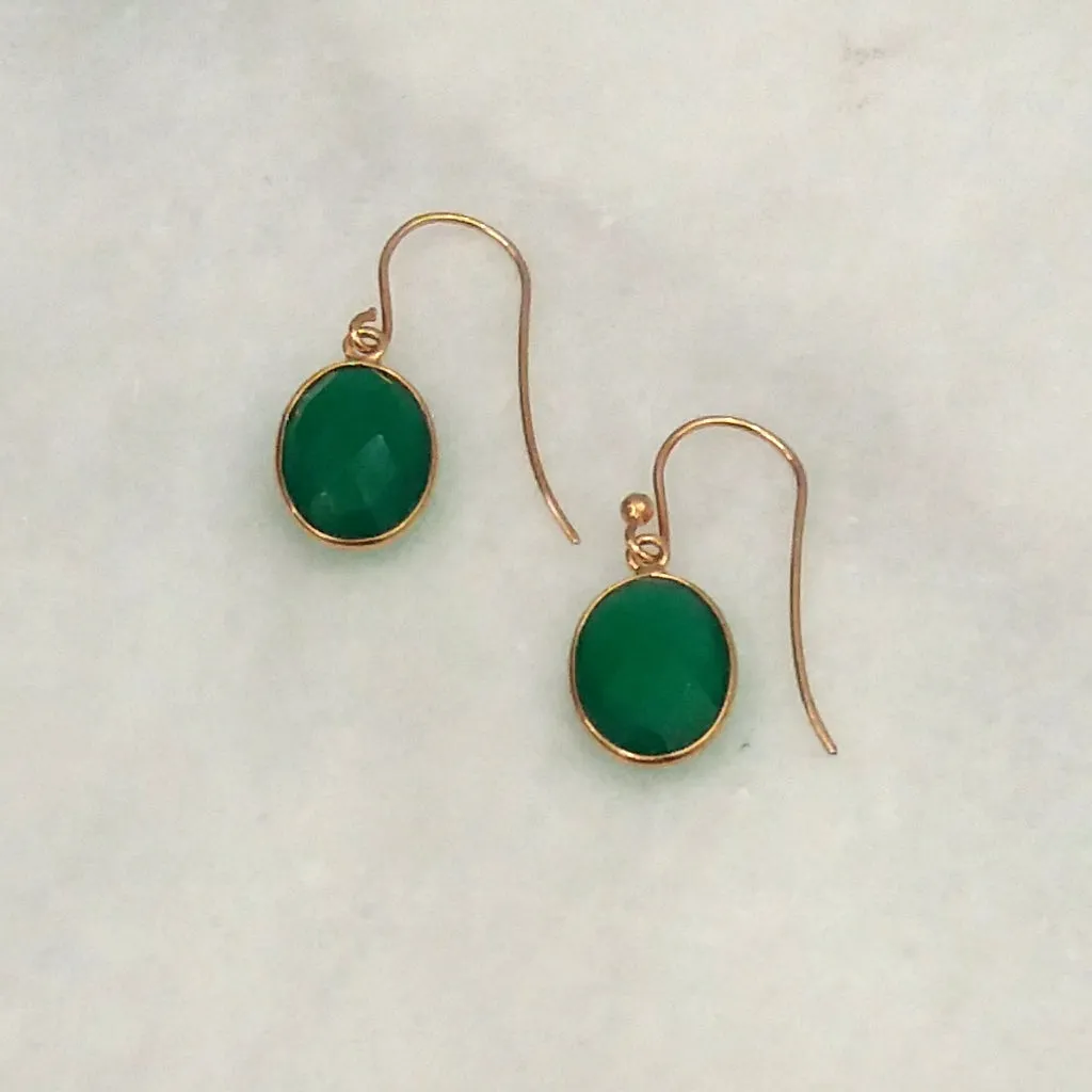 Green Agate Single Drop Hook Earrings