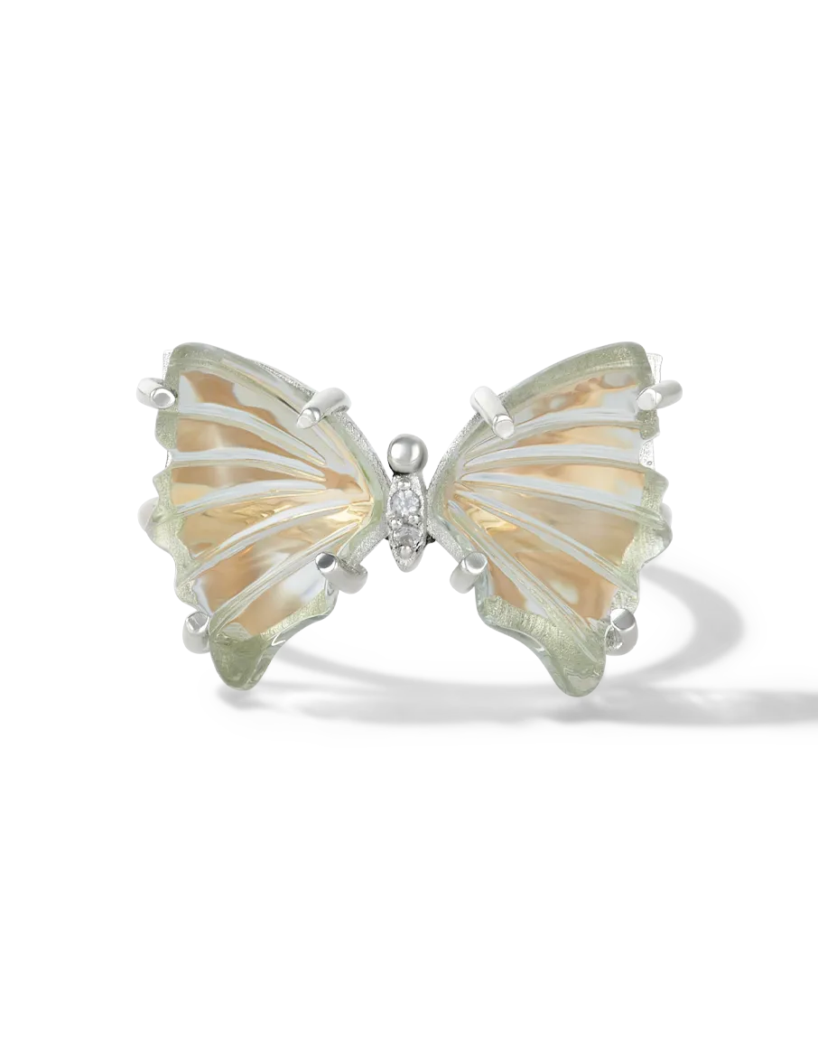 Green Amethyst Butterfly Ring