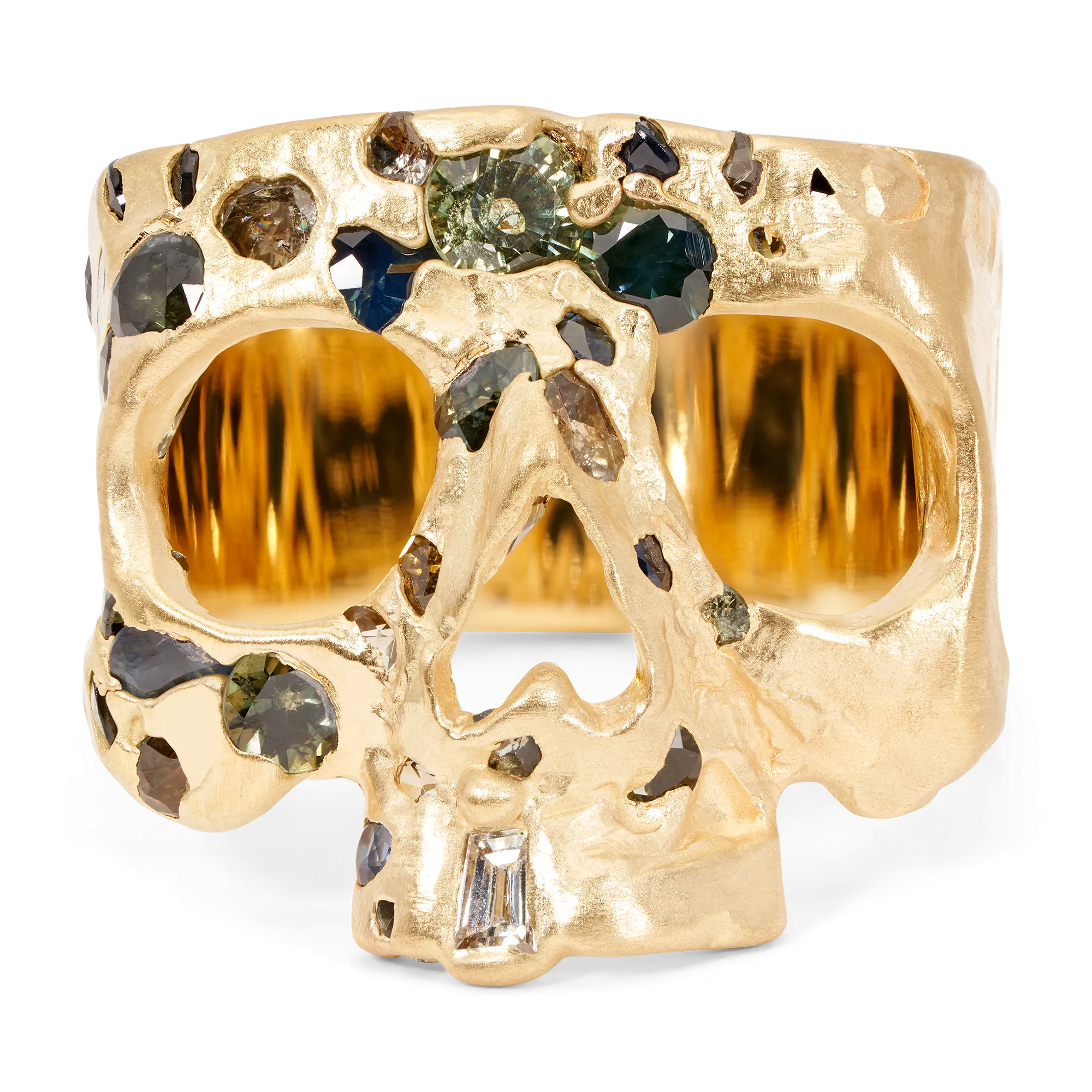 Green Confetti Skull Ring - Made To Order