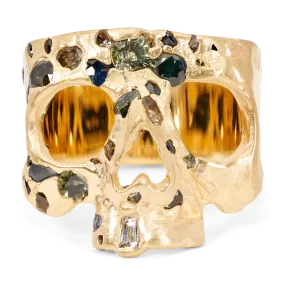 Green Confetti Skull Ring - Made To Order