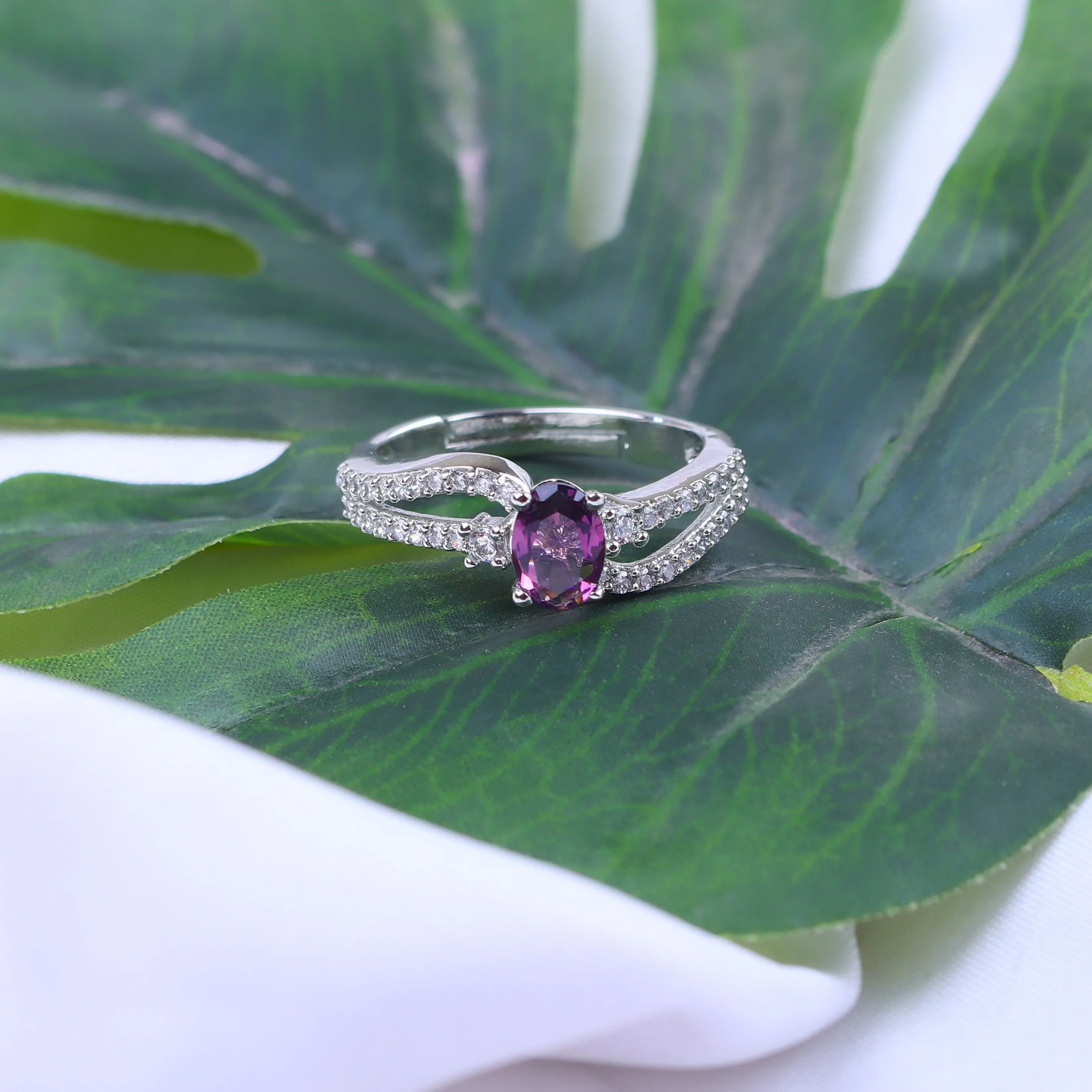 G.Silver Purple Stone Ring.