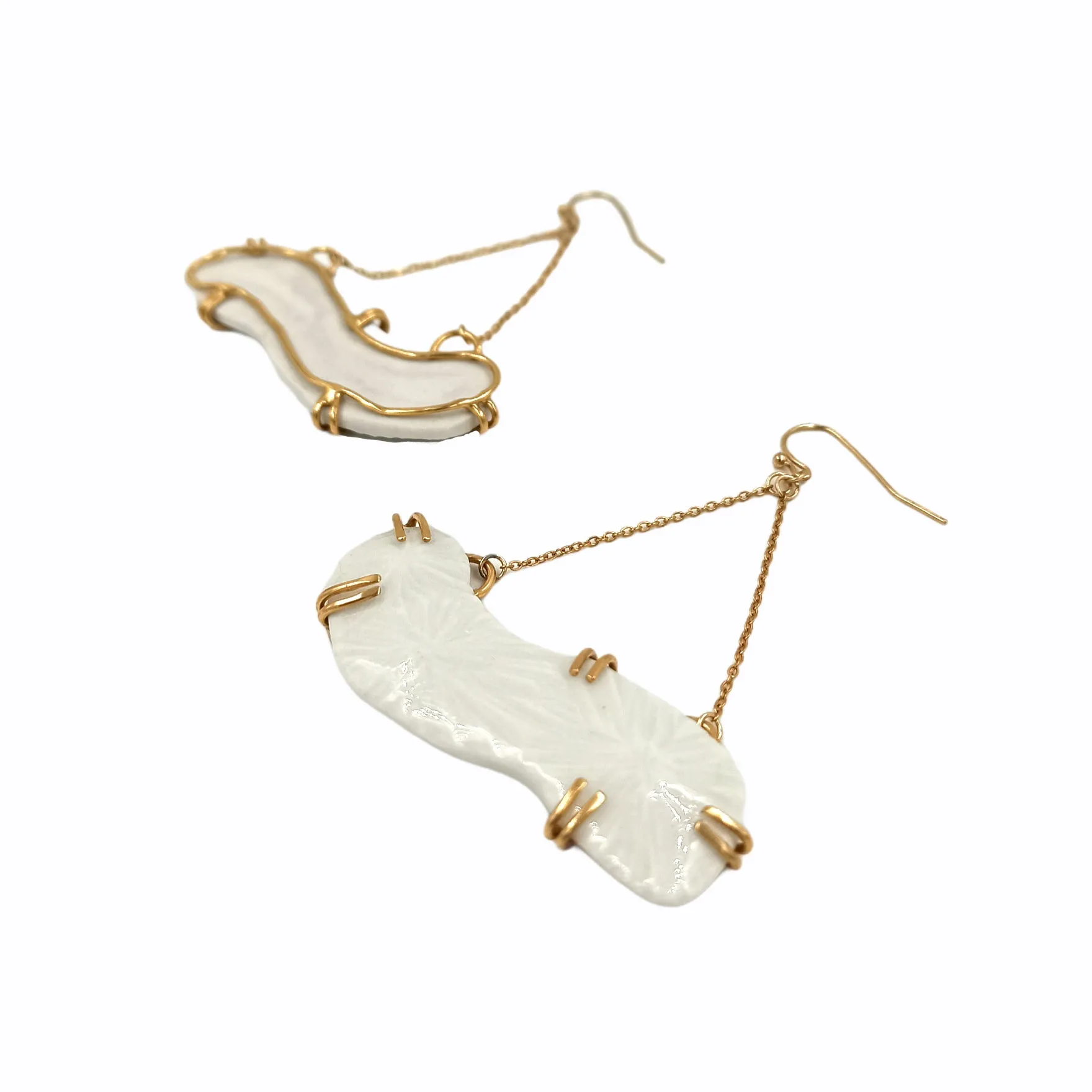 Handcarved Porcelain Long Earrings