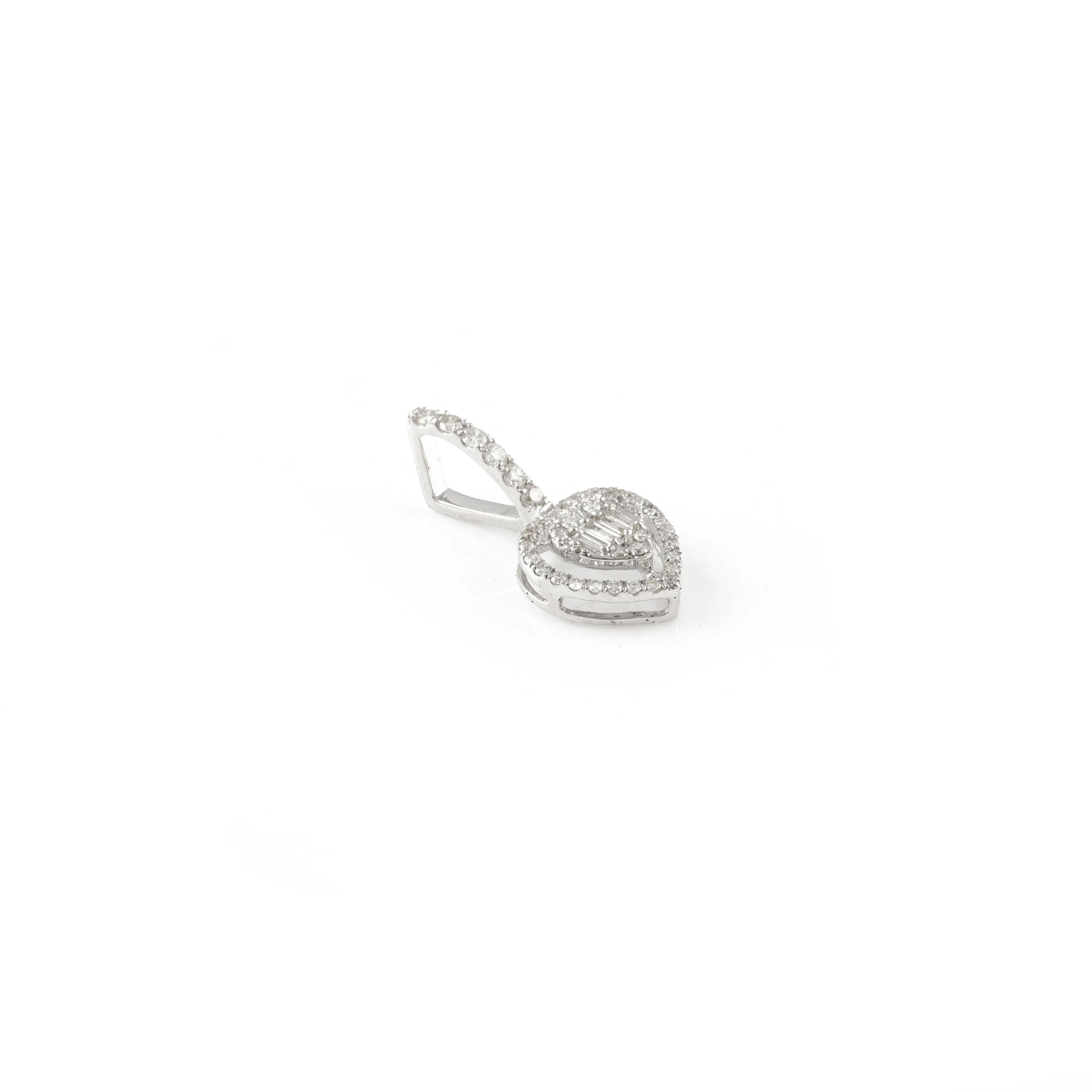 Heart Diamond Pendant In 18k Solid White Gold