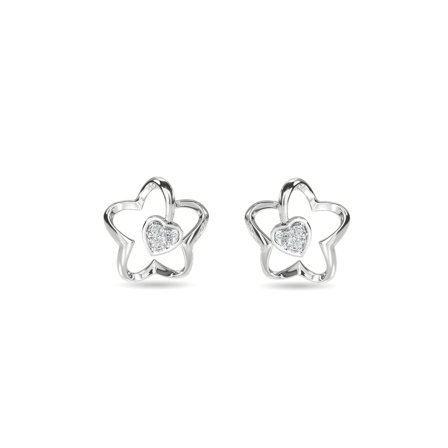 Heart In Flower Earring