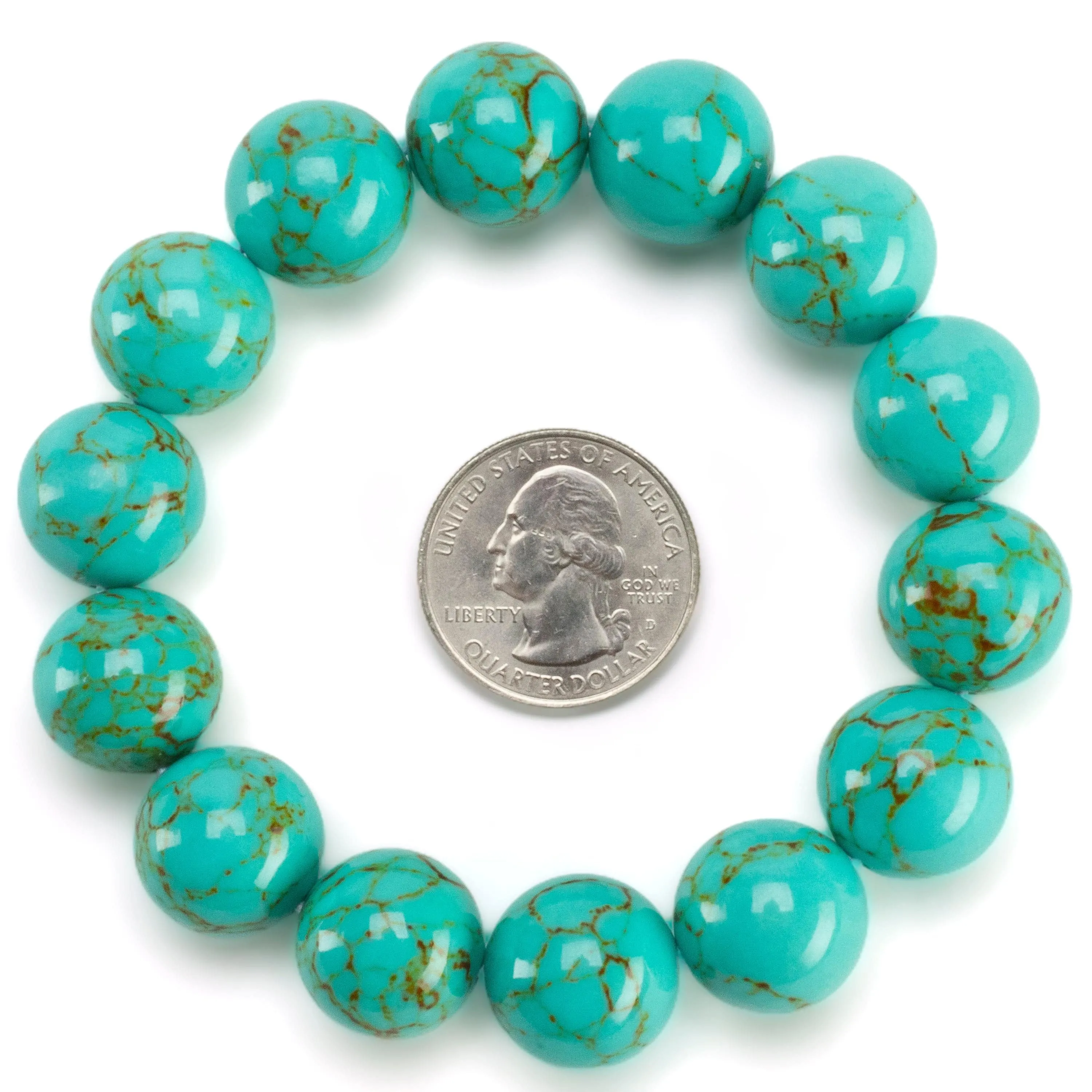 Howlite Turquoise 16mm Gemstone Bead Elastic Bracelet