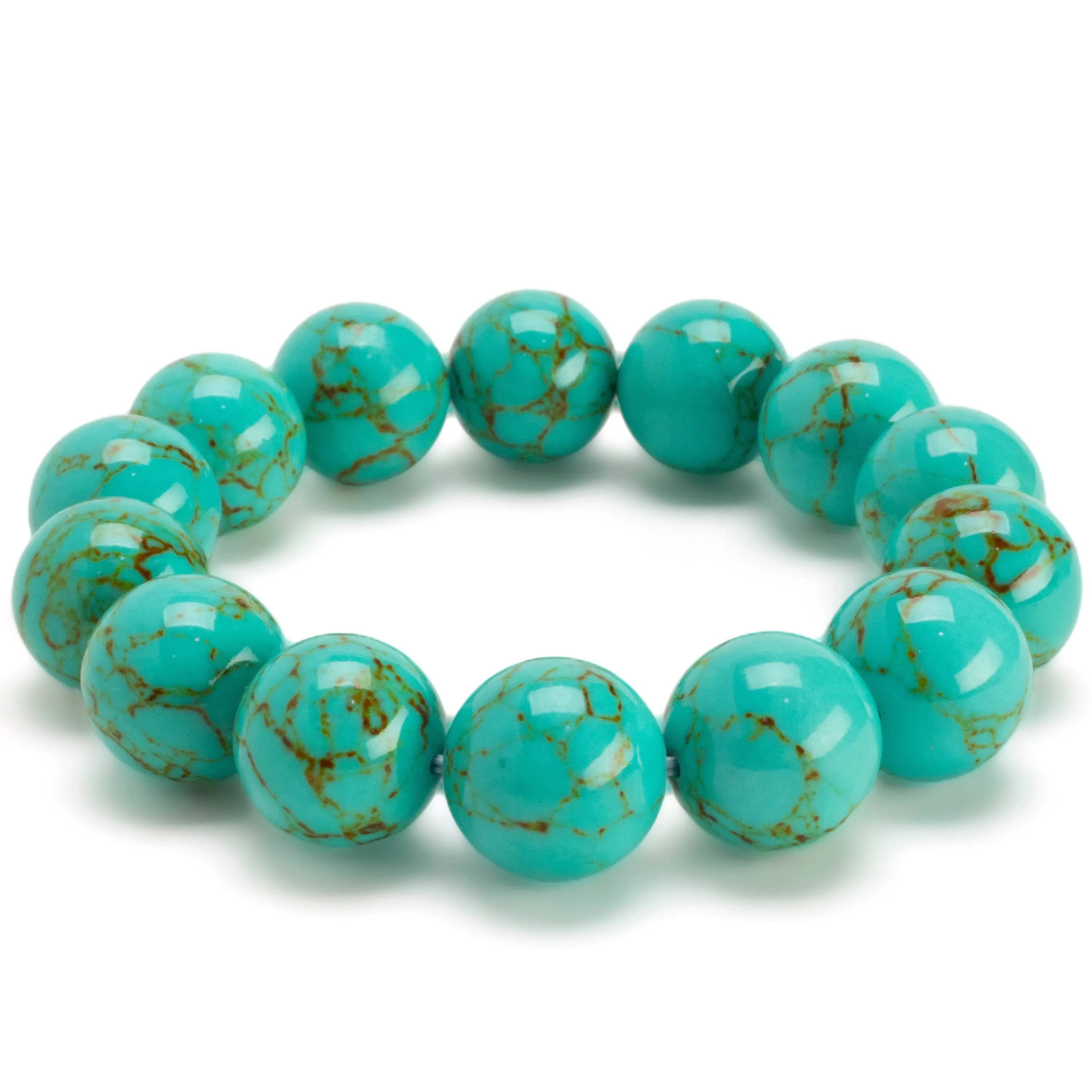 Howlite Turquoise 16mm Gemstone Bead Elastic Bracelet