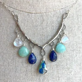 Hues of Blue Gemstone Necklace, Adjustable, Limited Quantity