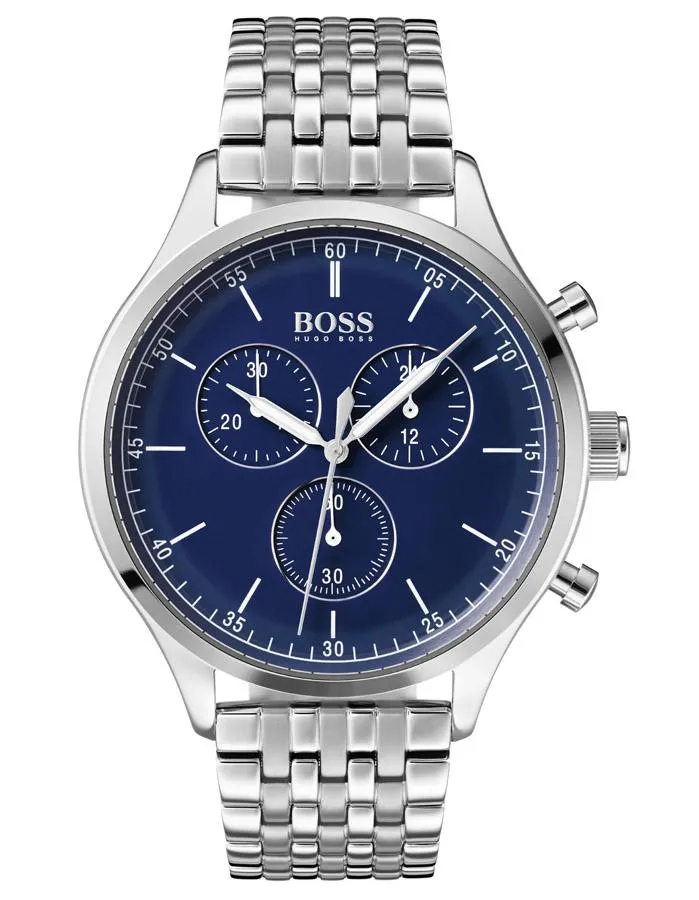 Hugo Boss Mens Companion Business Watch - Stainless Steel - Blue - Chronograph