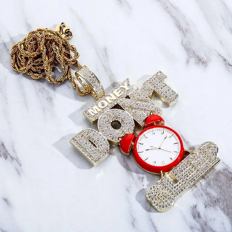 Iced MONEY DONT SLEEP Alarm clock pendant