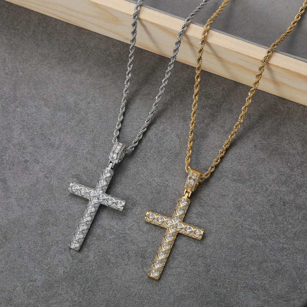 Iced Out Cross Pendant - Silver