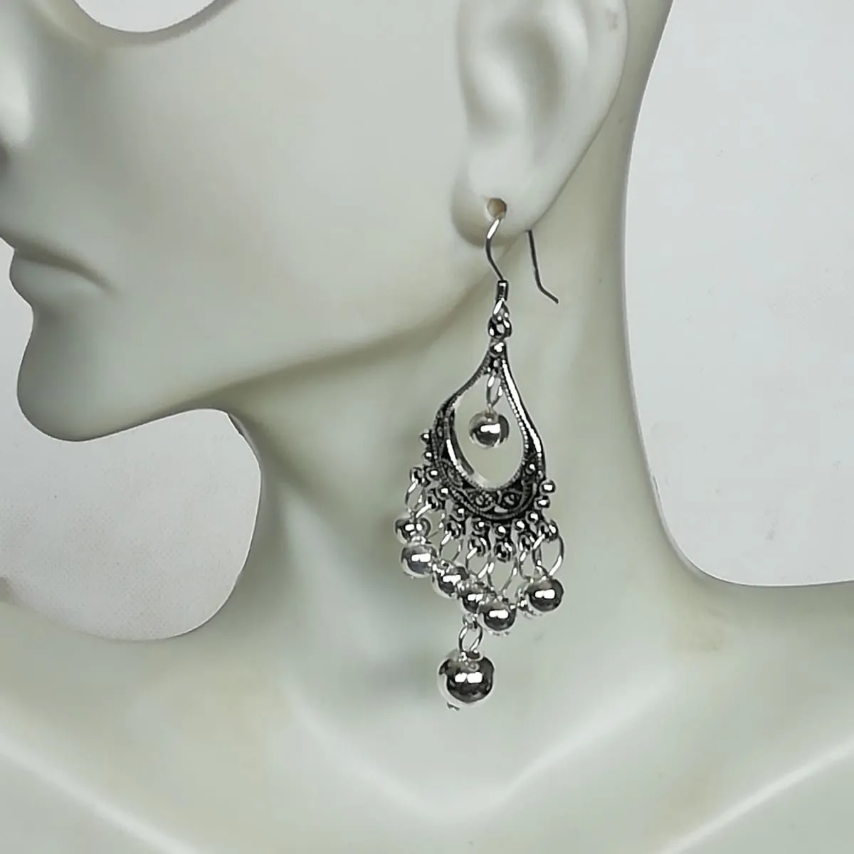 Indian ear danglers | Sterling silver long earrings  | Ethnic danglers | Jhumka earrings | Bridal jewelry | Pretty earrings | ECLF