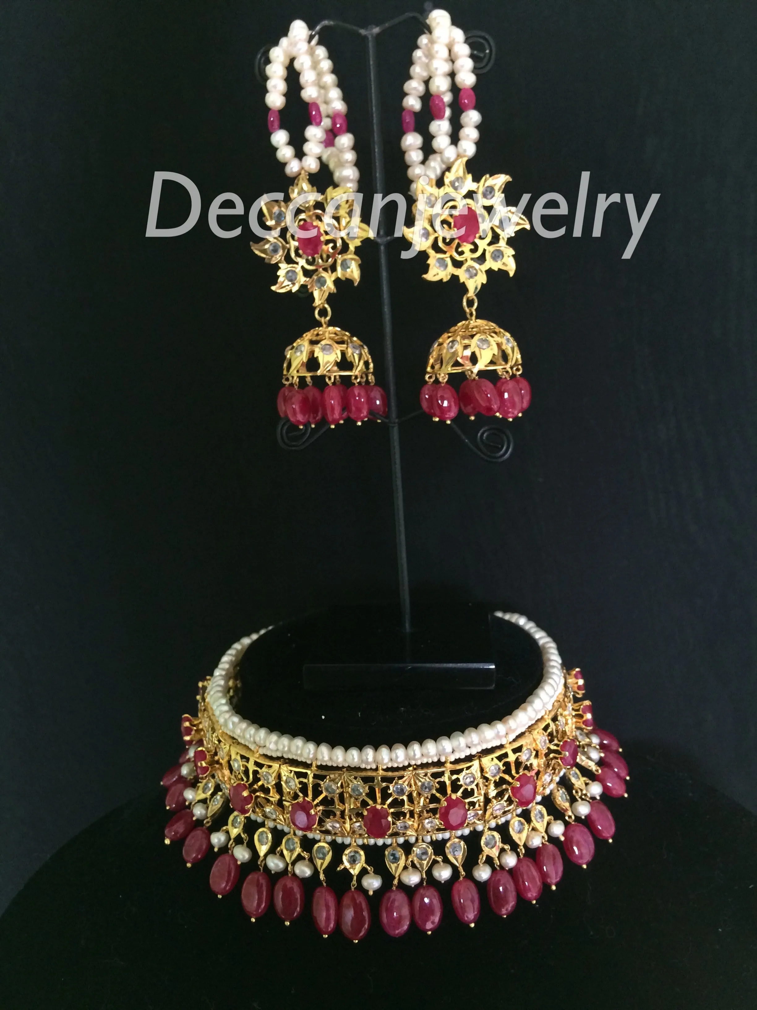 Insia Hyderabadi jadavi lacha choker with natural pearls and rubies ( SHIPS IN 2 weeks )