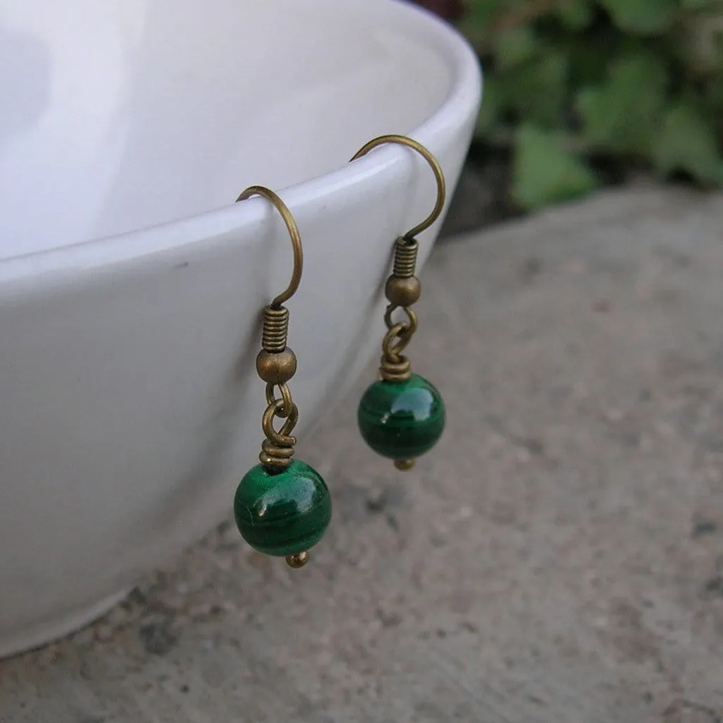 Intuition, Genuine Malachite Gemstone Earrings