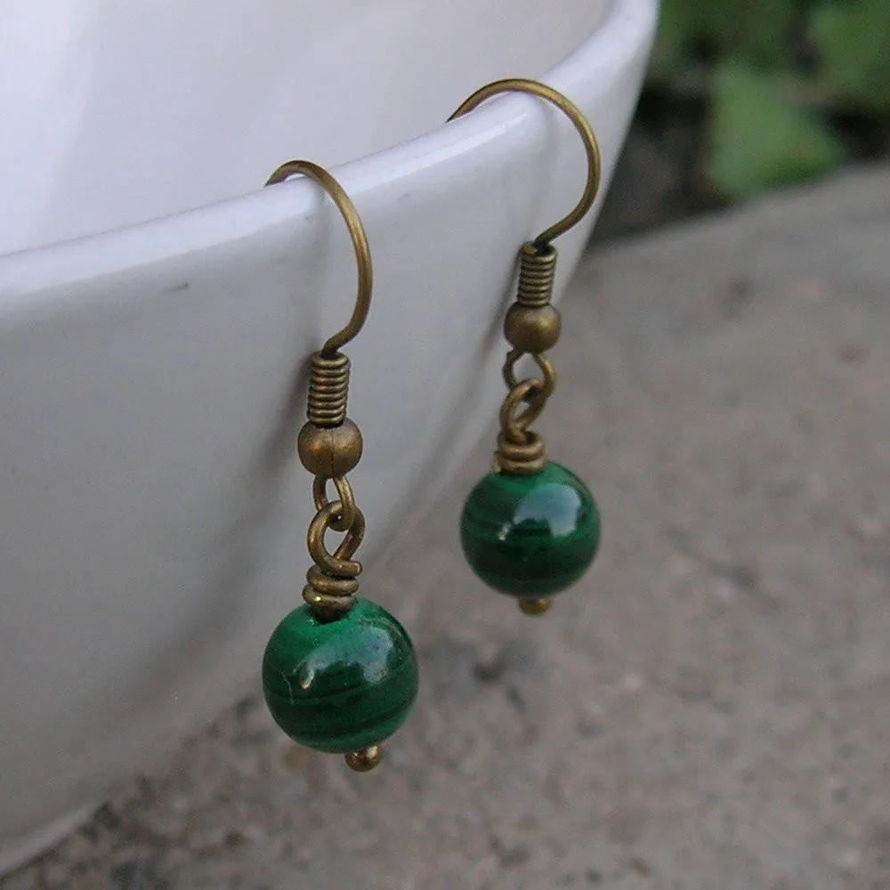 Intuition, Genuine Malachite Gemstone Earrings