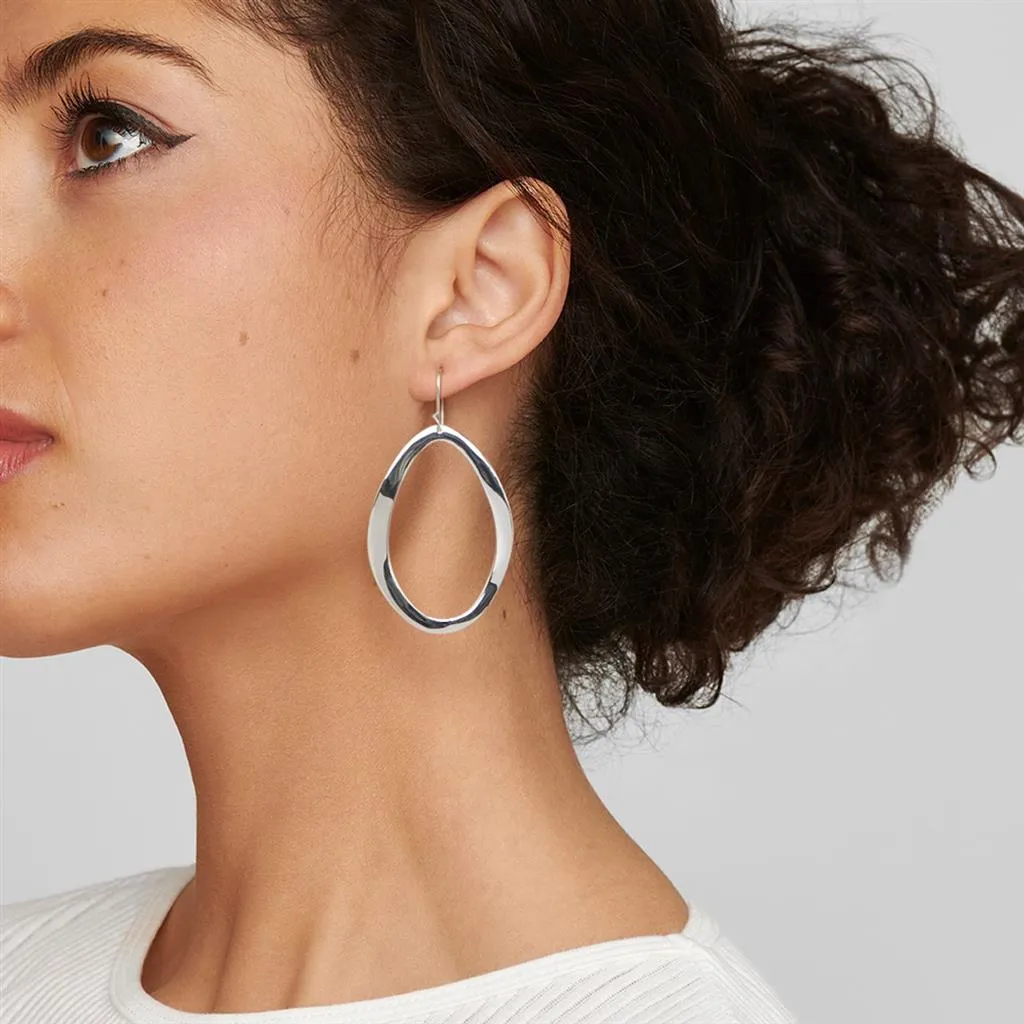 IPPOLITA Classico Silver Wavy Open Oval Drop Earrings