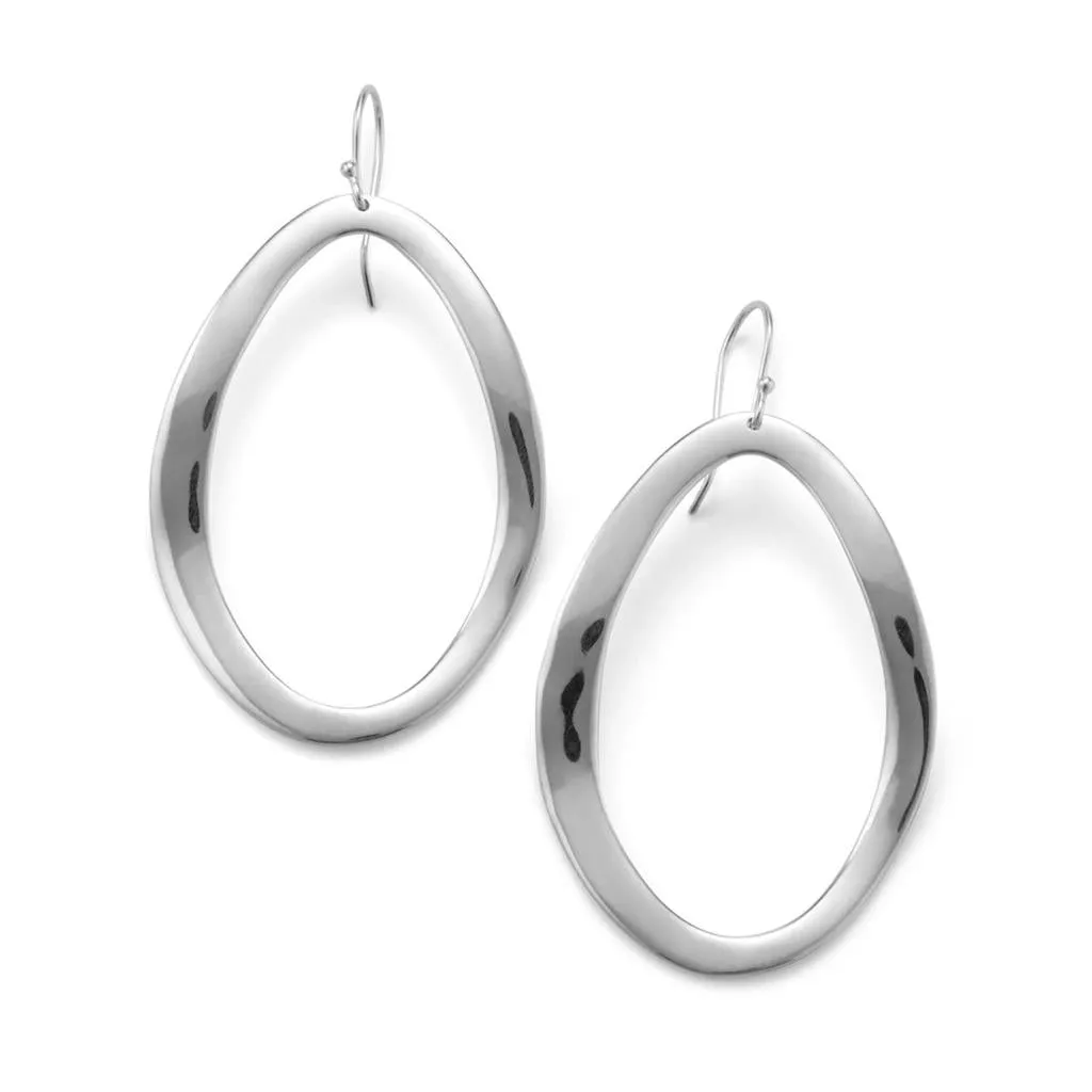 IPPOLITA Classico Silver Wavy Open Oval Drop Earrings