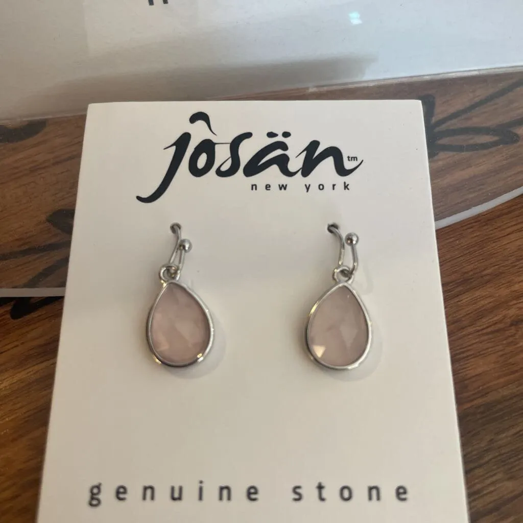 Josan Hypo Platinum Rose Quartz Drop Earrings