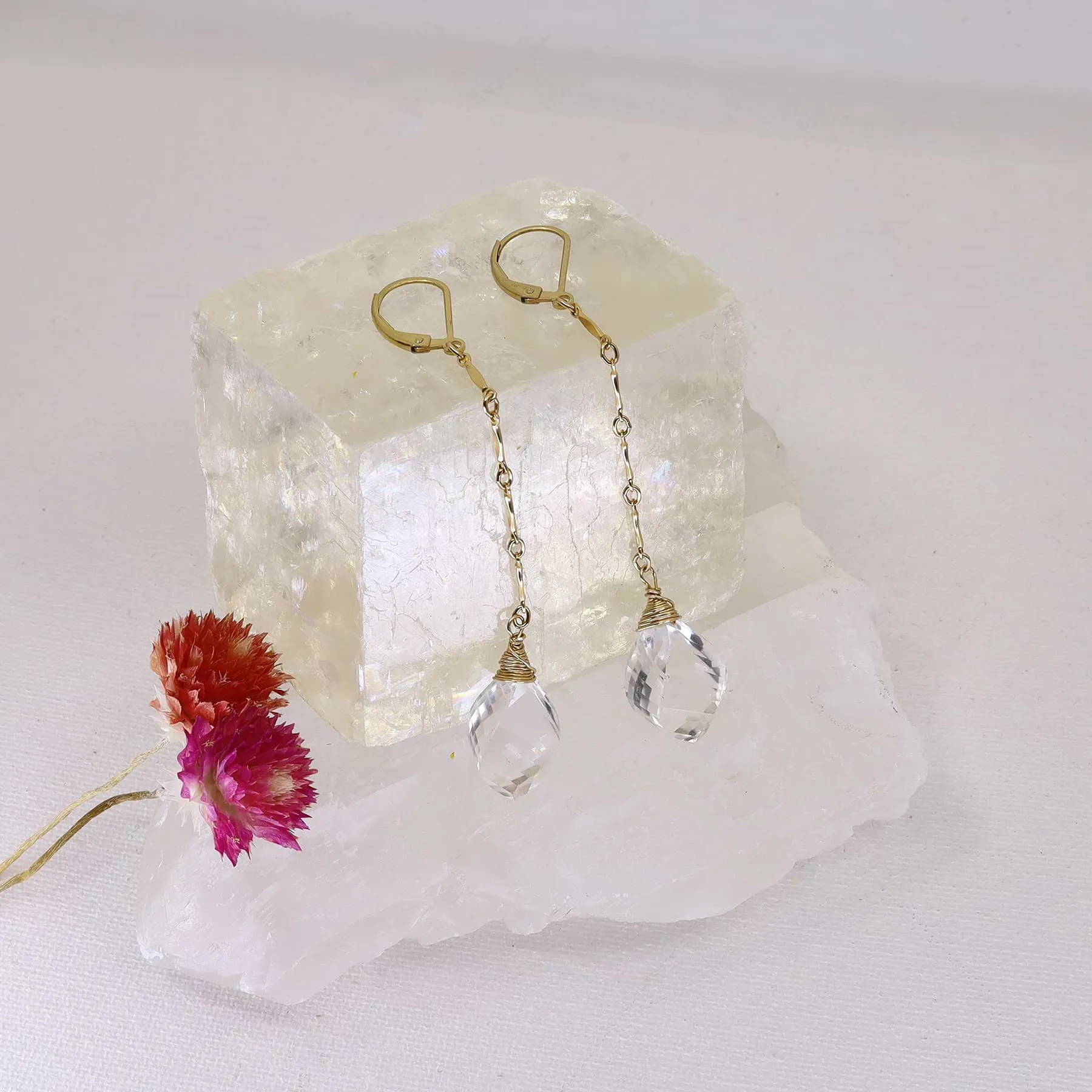 Katya - Crystal Quartz Drop Gold Earrings