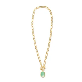 Kendra Scott Daphne Link and Chain Necklace In Light Green Mother Of Pearl