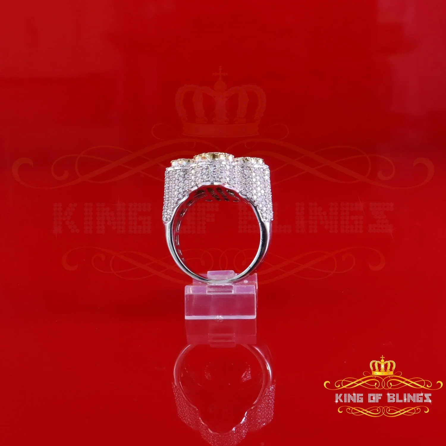 King of Bling's New White 925 Sterling Silver 6.00ct VVS D Moissanite Rings Size 10 Cross Men's