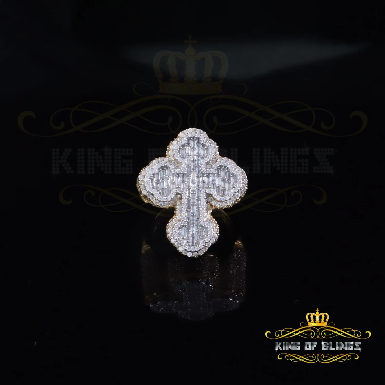 King of Bling's New White 925 Sterling Silver 6.00ct VVS D Moissanite Rings Size 10 Cross Men's