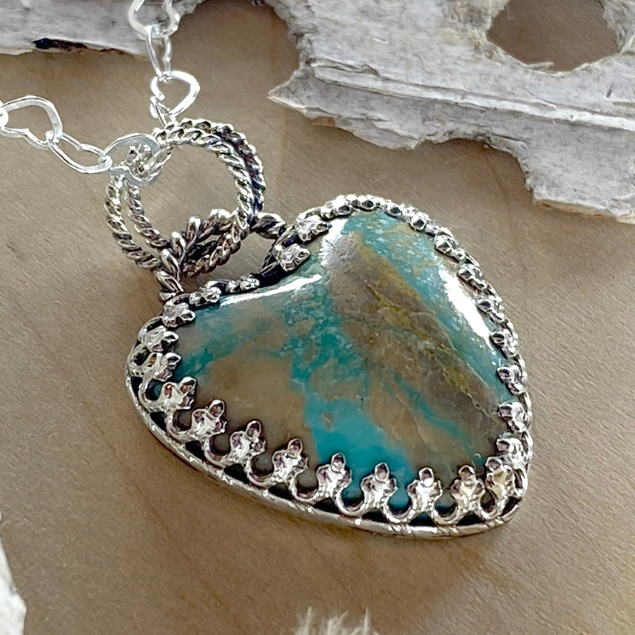 Kingman Turquoise Heart Pendant Necklace