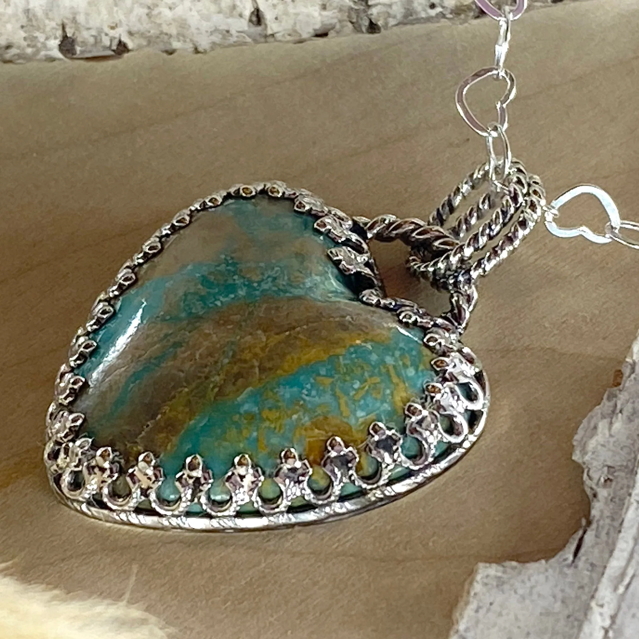 Kingman Turquoise Heart Pendant Necklace