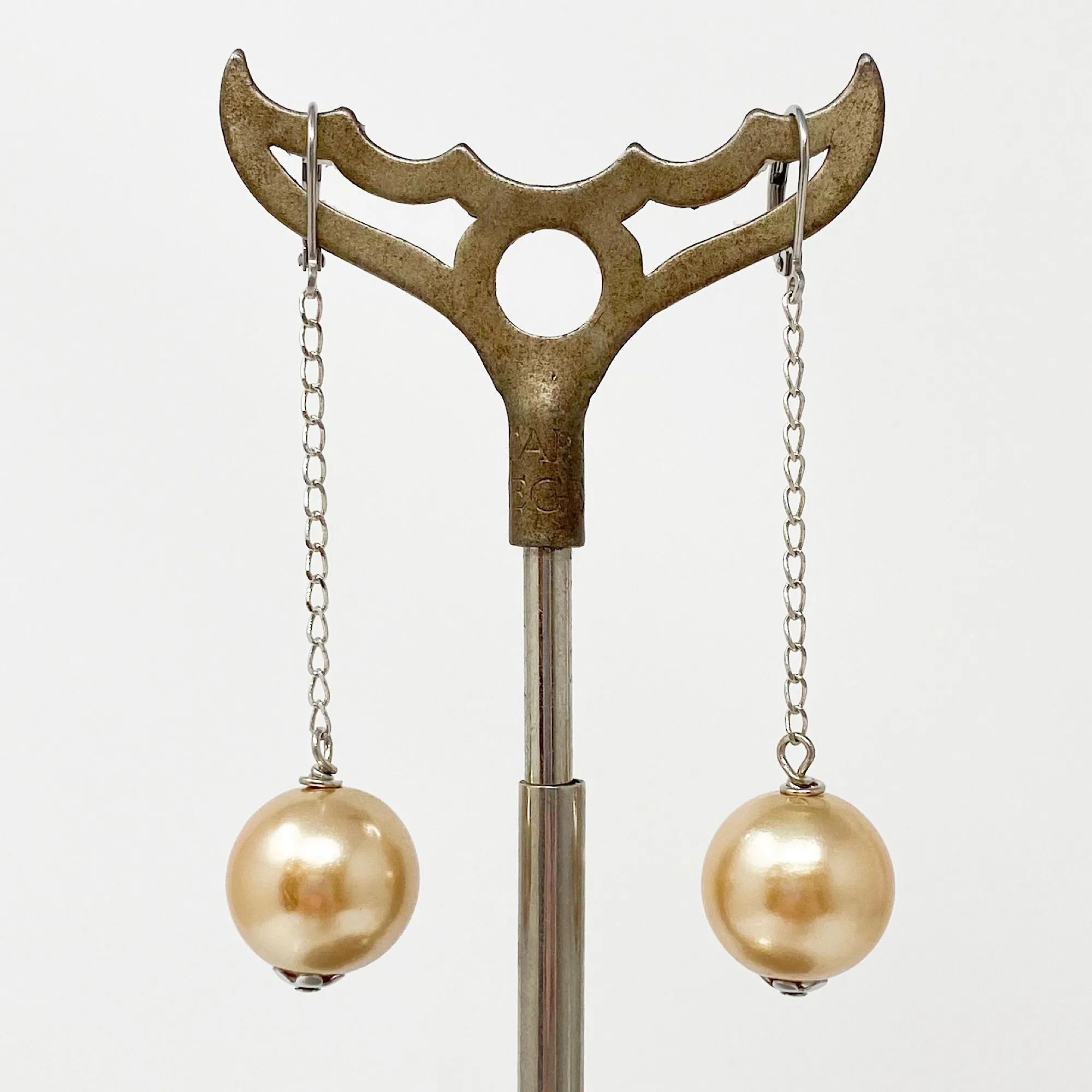 KINGSLEY peachy taupe ball drop earrings