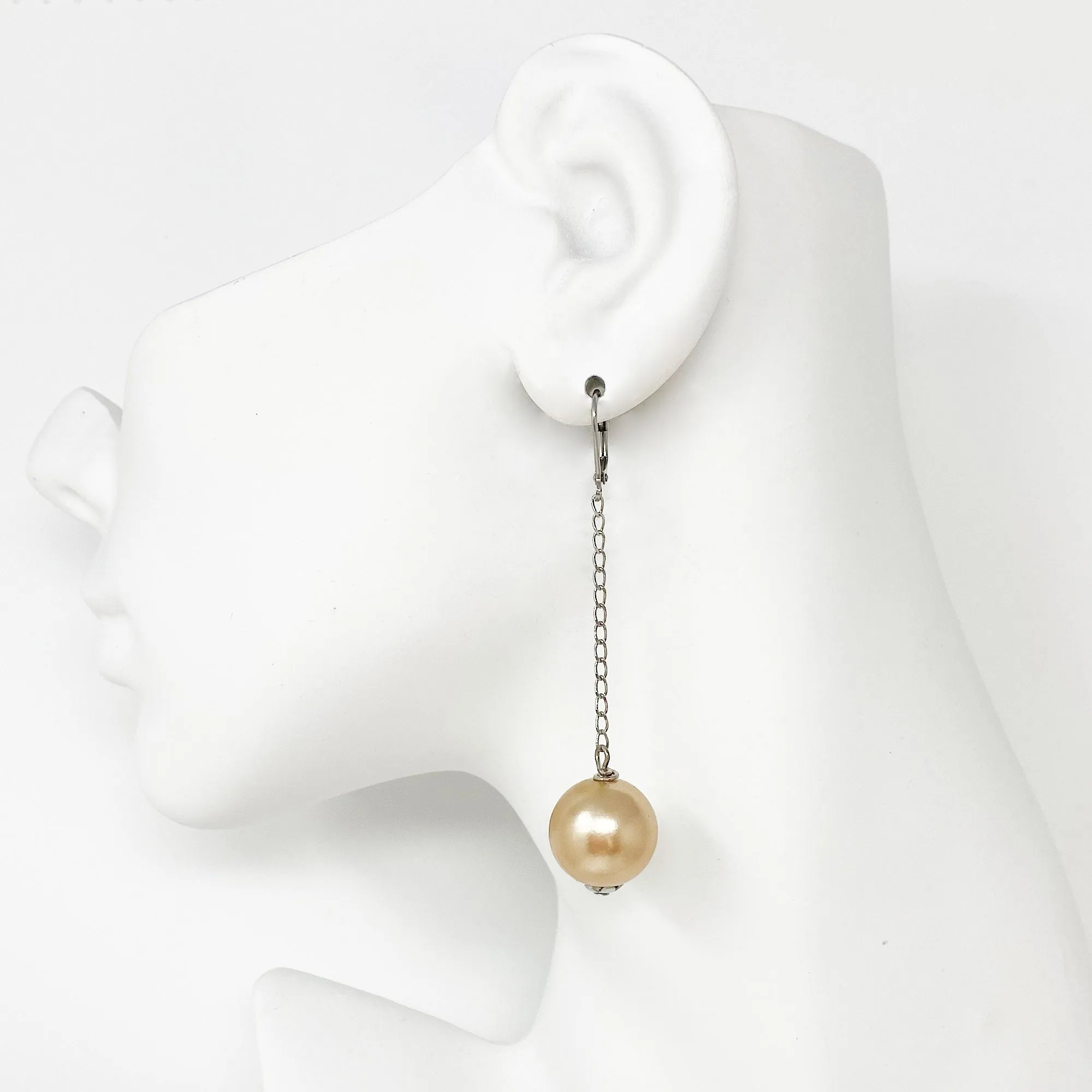 KINGSLEY peachy taupe ball drop earrings