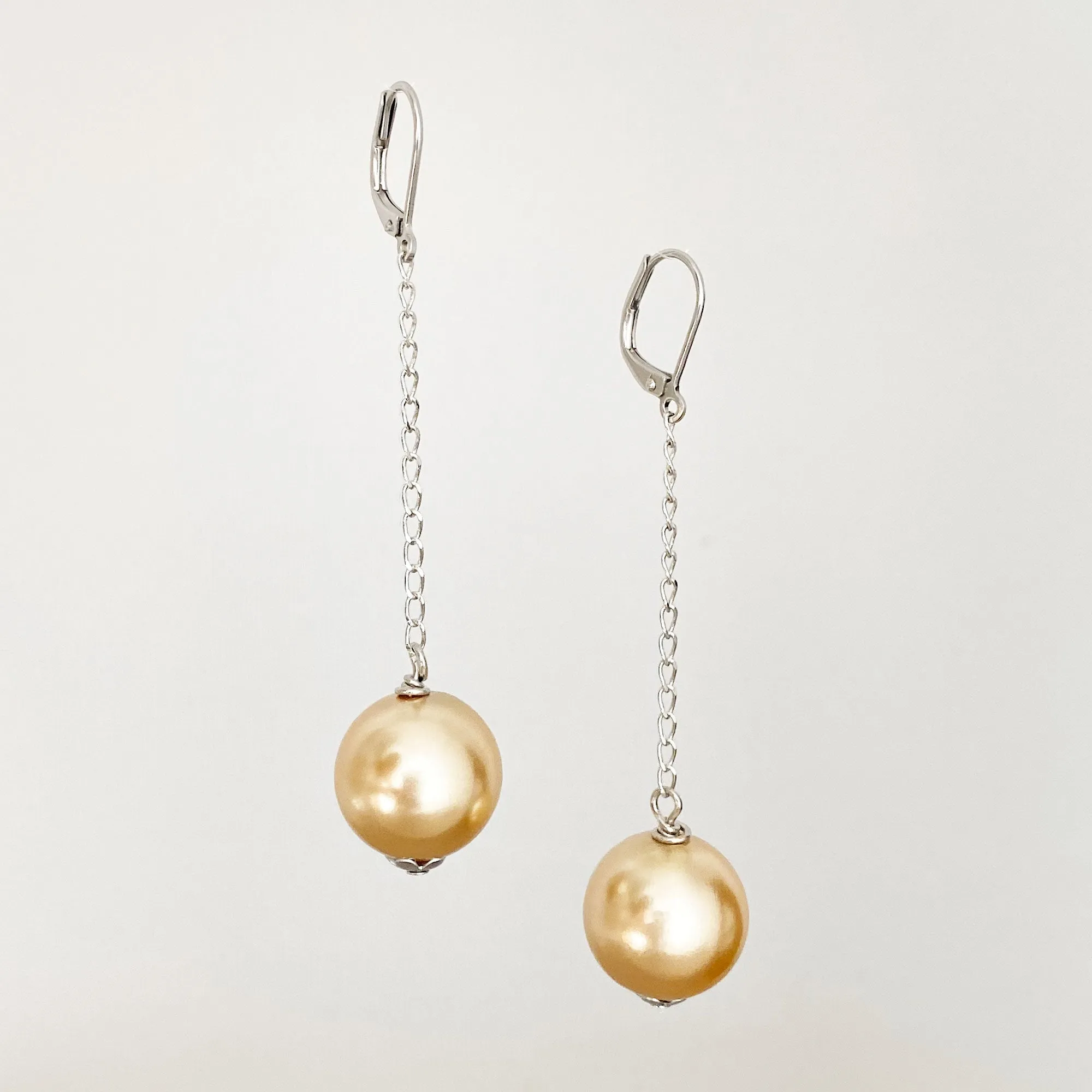 KINGSLEY peachy taupe ball drop earrings