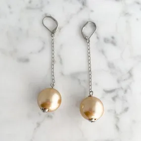 KINGSLEY peachy taupe ball drop earrings