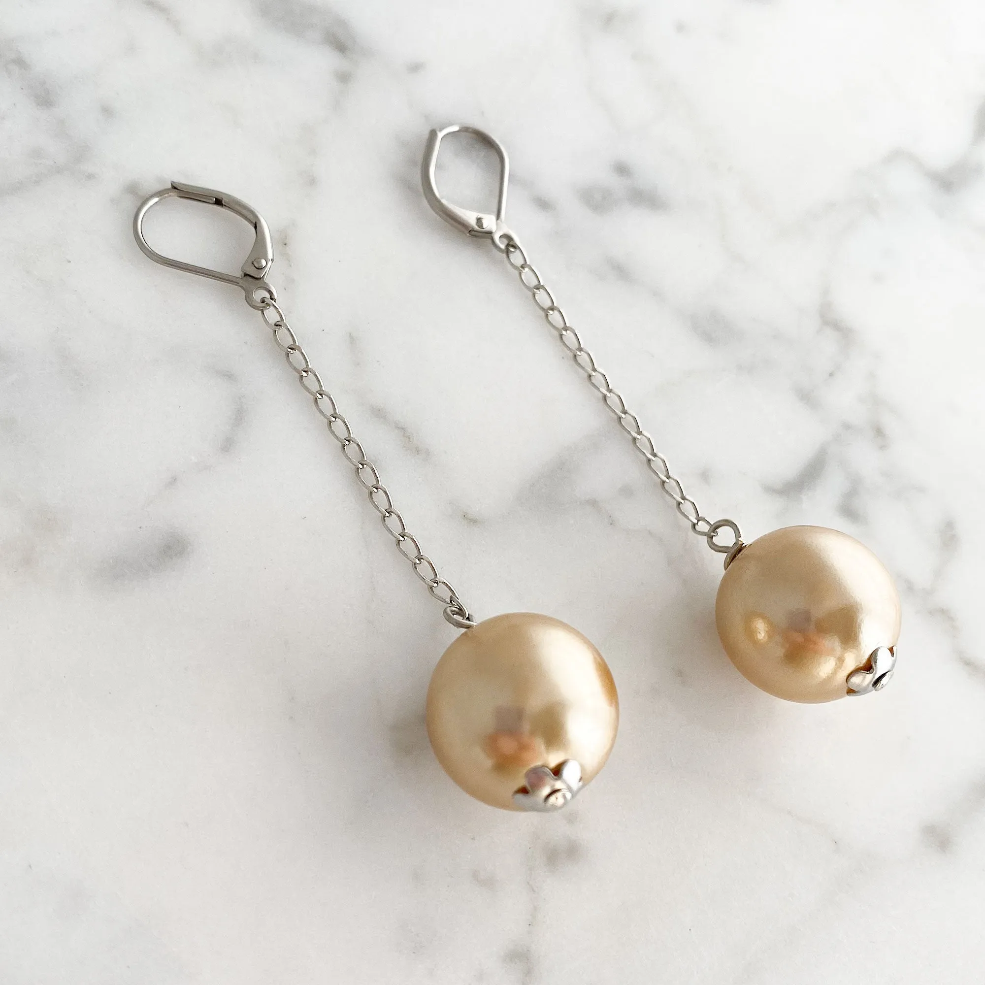 KINGSLEY peachy taupe ball drop earrings