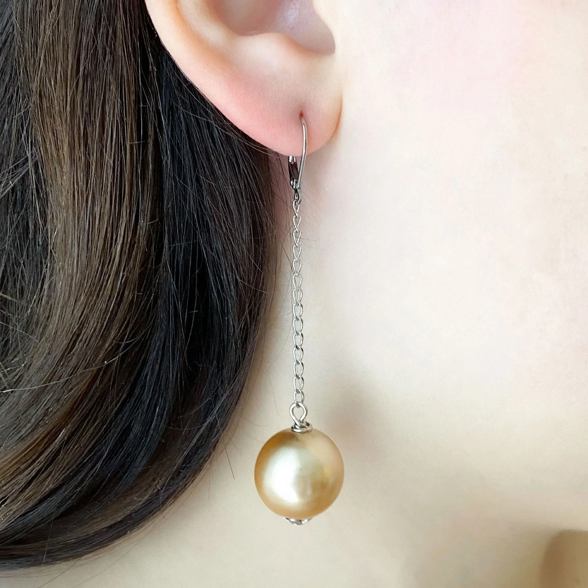 KINGSLEY peachy taupe ball drop earrings