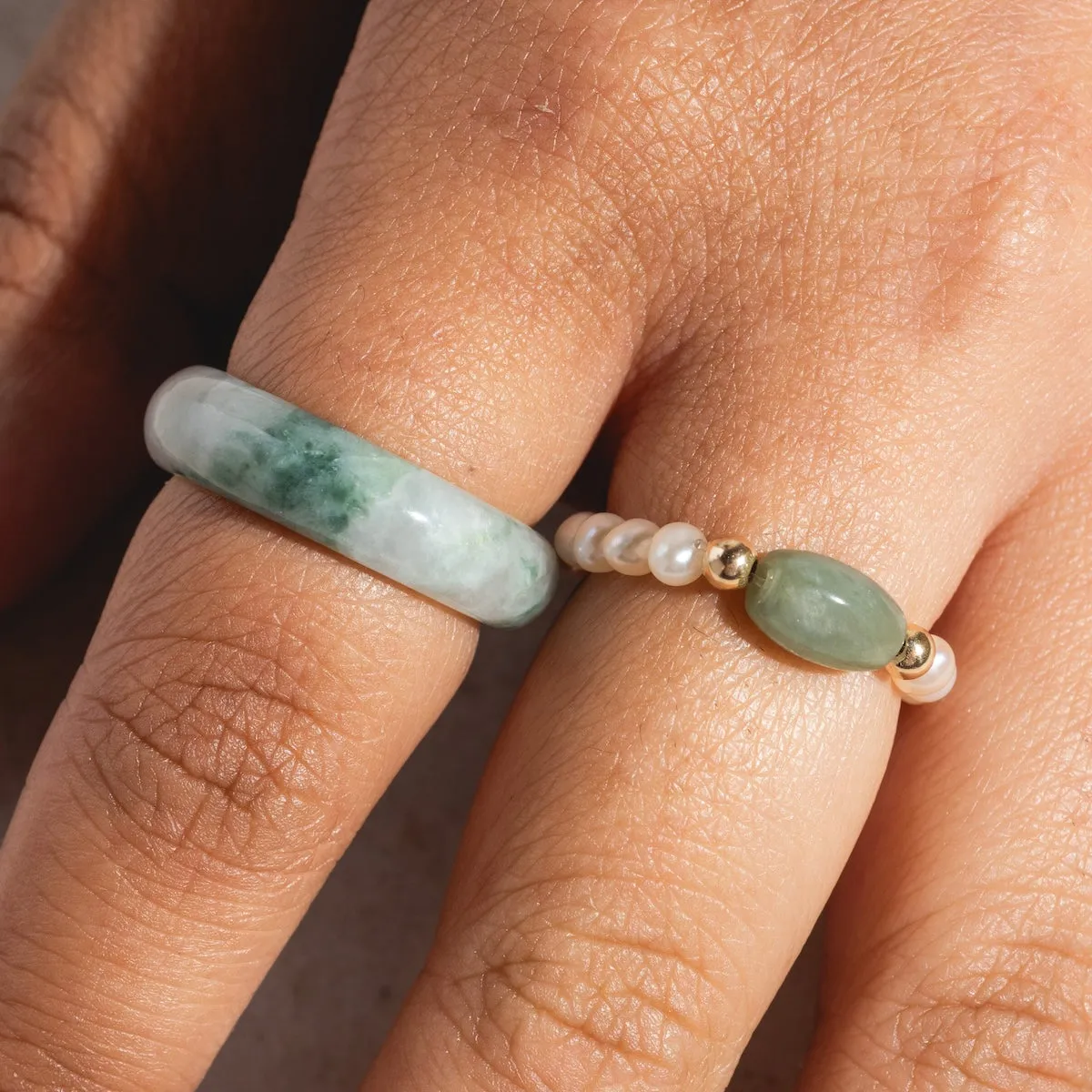 Koi Mottled Green Jade Ring