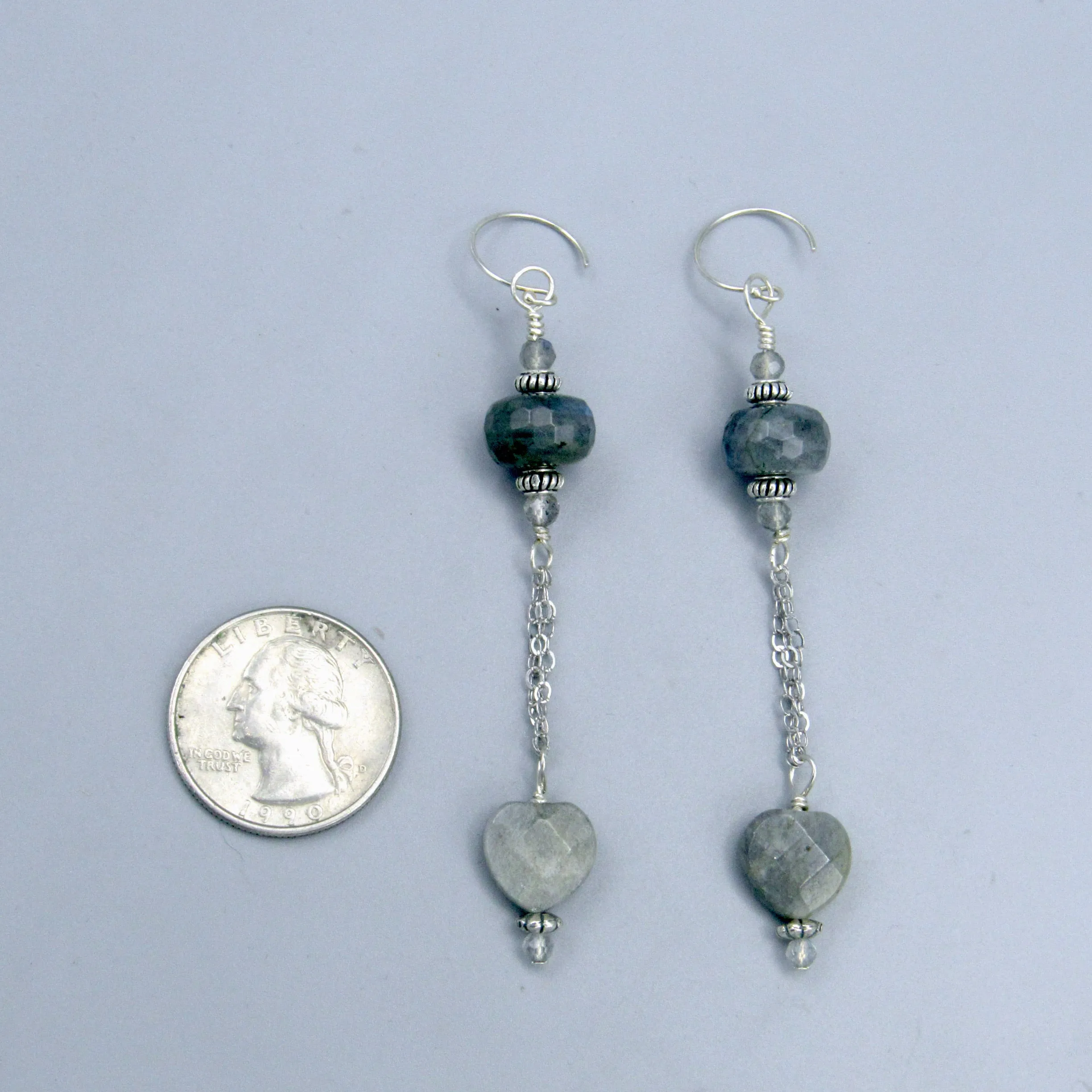 Labradorite, White Topaz Gemstone, and Sterling Silver Earrings