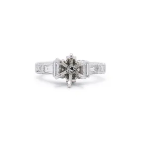 Ladies 18K White Gold Semi Mount Diamond Engagement Ring