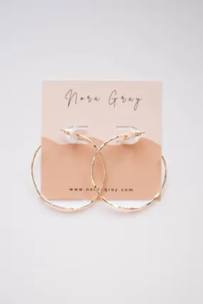 Large Hammered Thin Hoop Earrings