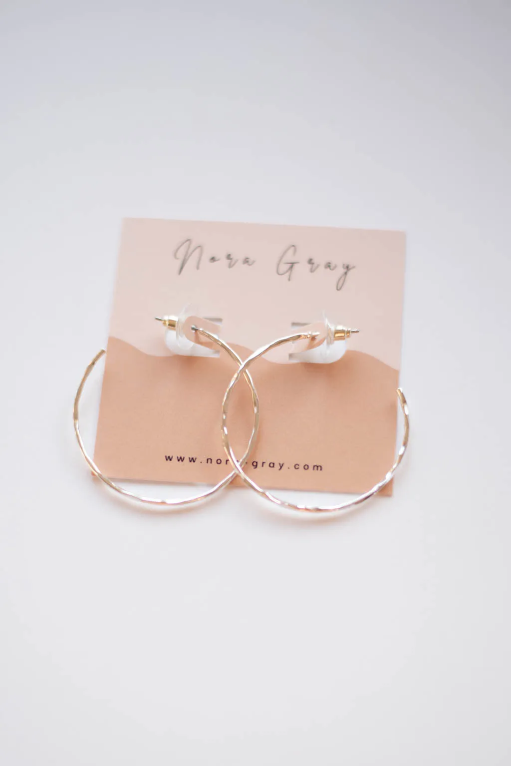 Large Hammered Thin Hoop Earrings