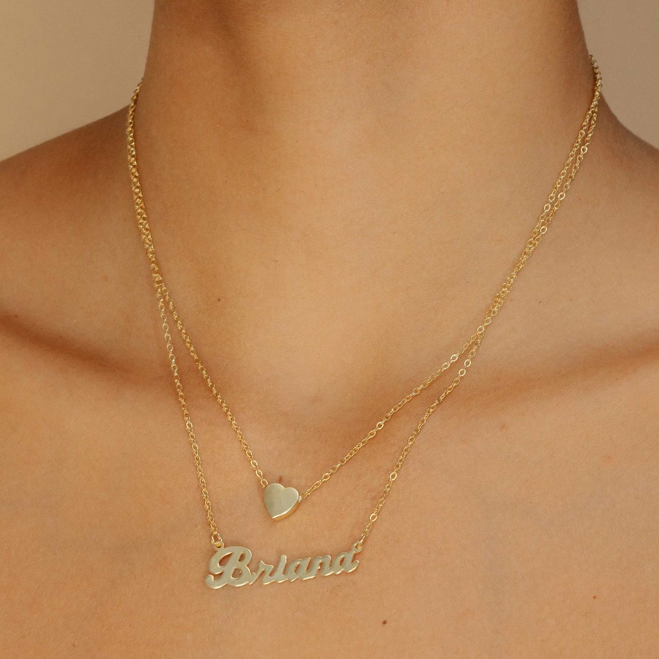 Layered Name Necklace with Heart