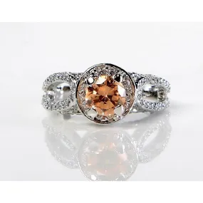 Light Brown Studded Zircon Ring (925 Sterling Silver)