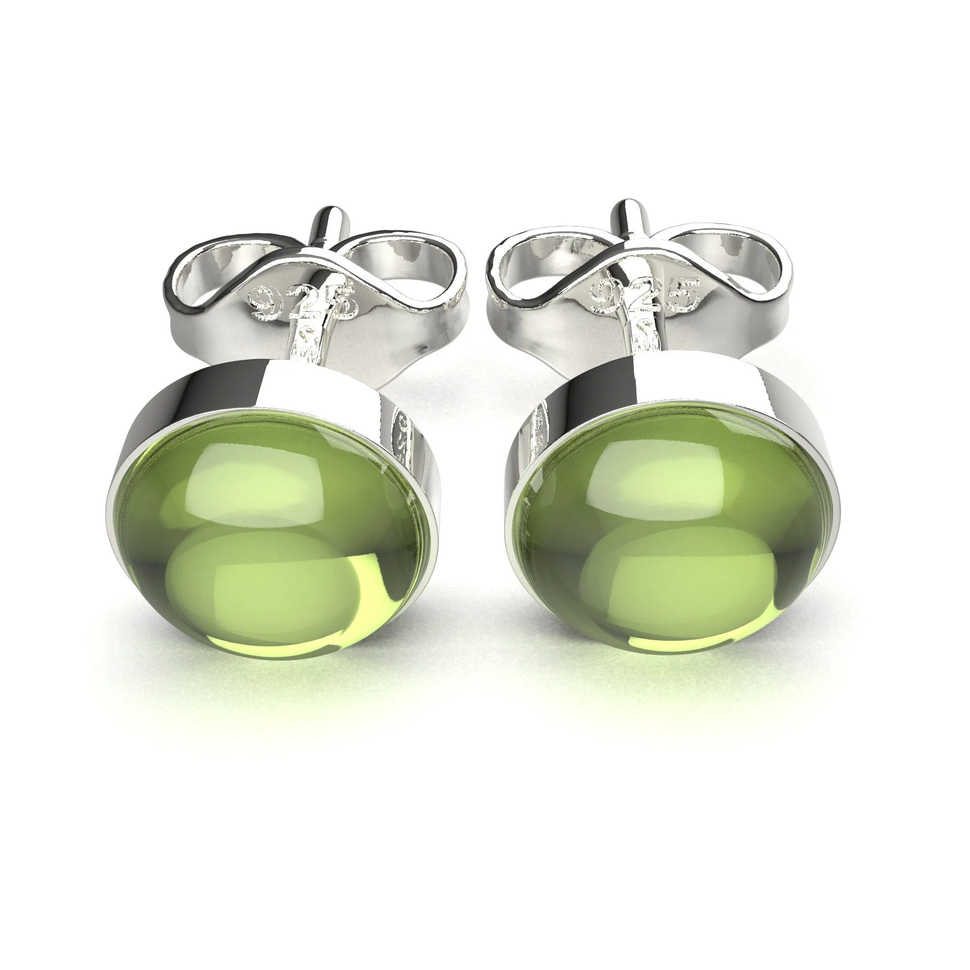 Lime Green Peridot Gemstone Stud Earrings